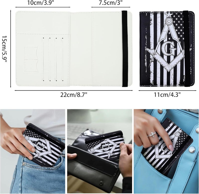 bassyil Passport Holder for Women and Men PU Leather Passport Cover for Travel (Masonic) - Image 5